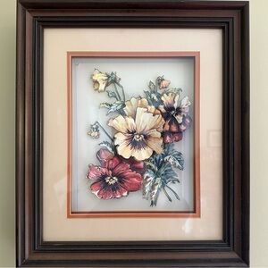 Floral Framed 3D Paper Tole Art with Wooden Frame